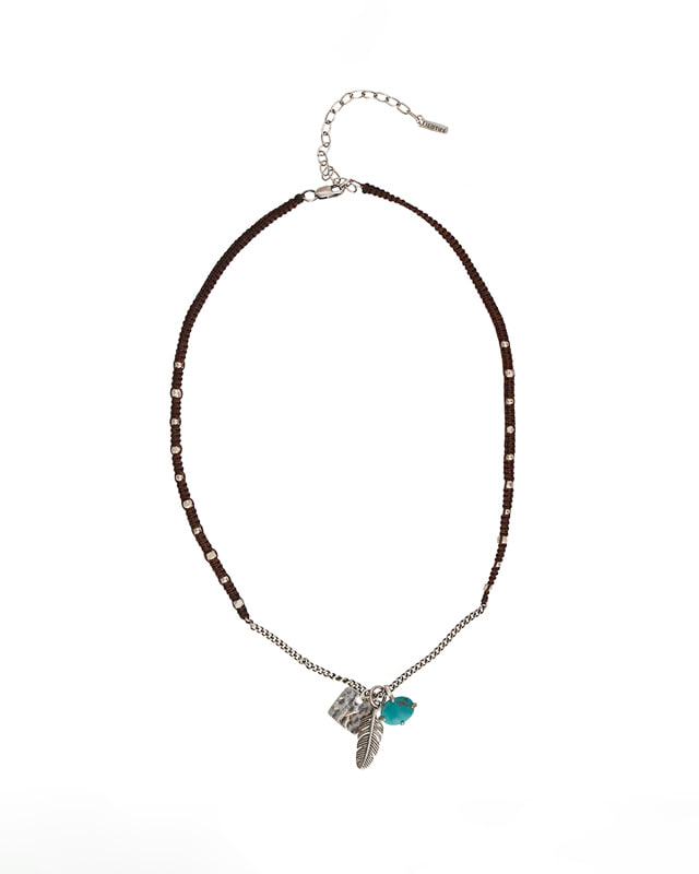 LOTUSMANN Silver Medal and Turquoise Necklace
