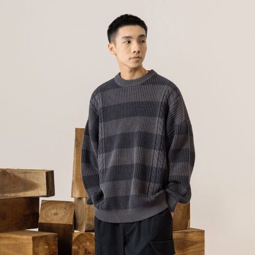 BOHRHOO 케이블 스트라이프 스웨터 (2 컬러)