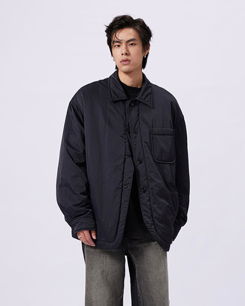 SONG41 오버핏 패디드 셔츠자켓 (블랙)