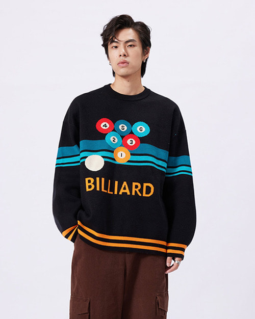SONG41 빌리어드 그래픽 스웨터 (블랙)