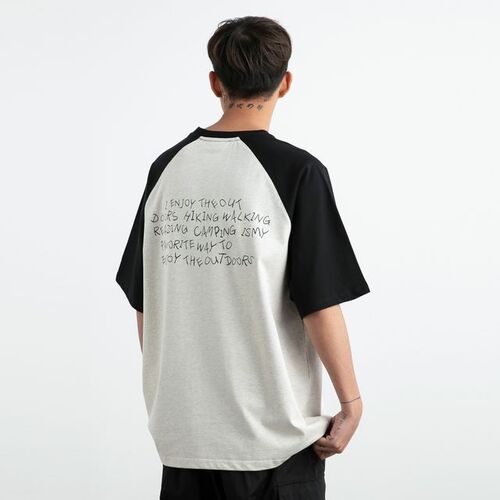 VAVUES 래글런 레터링 티셔츠 (오트밀)