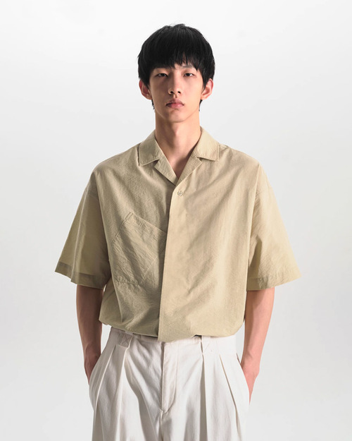 WHITTEPURE 나일론 블랜드 오픈카라 셔츠 (2 컬러)