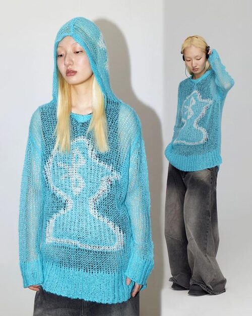 CONP Bluetooth connection hollow sweater (블루)