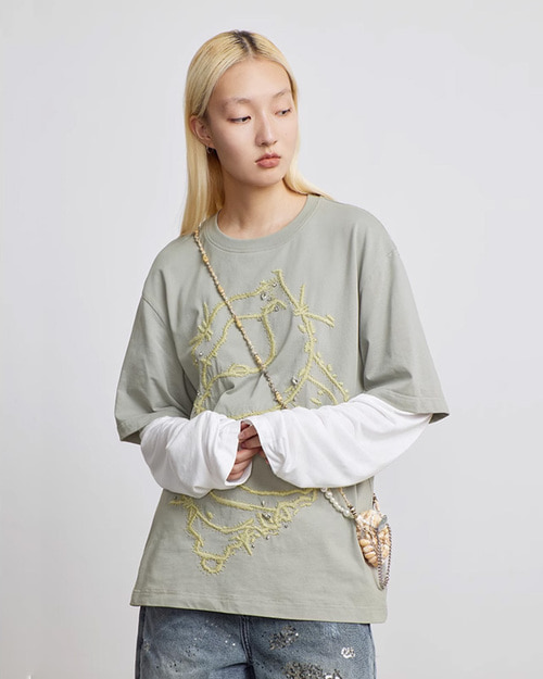 CONP Conch Embroidery Long T-shirt (그레이)