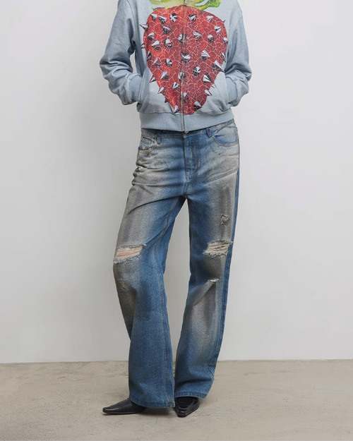 CONP &quot;Lost ID CARD&quot; stained jeans (블루)