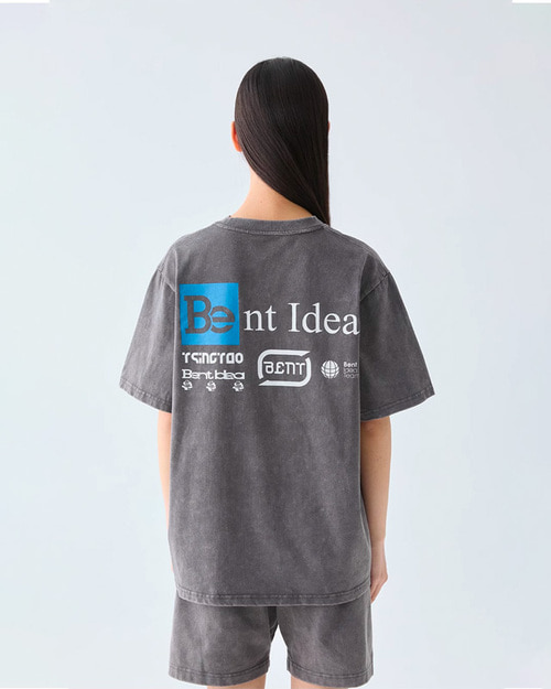 BENTIDEA 워시드 로고 티셔츠 (다크그레이)
